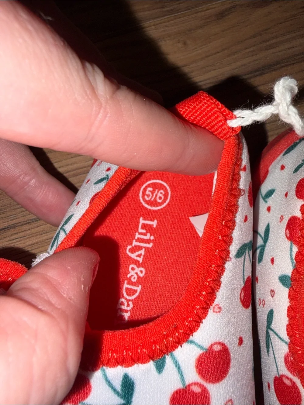 Lily & Dan White Red Cherry Print Water Shoes NWOT Toddler Girls 5/6